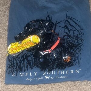 Simply Southern Blue Tee with Dog and Toy Graphic